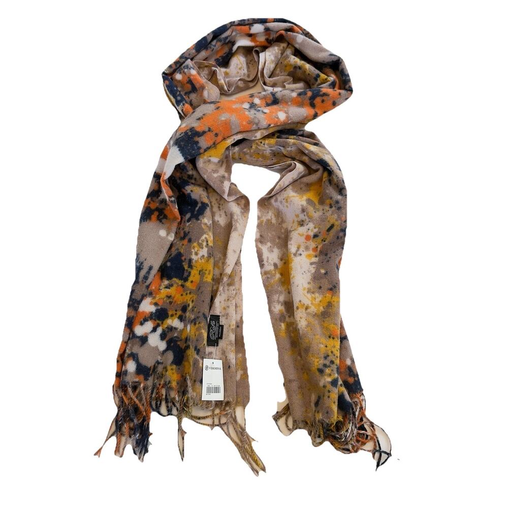 Versona Scarf Abstract Splatter Print Multicolor Artistic Soft Pashmina Wrap NWT
